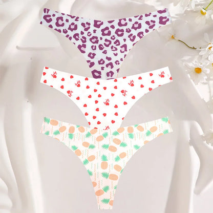 3PCS Women’s Sexy G-String Set - Colorful Seamless Bikini T-Back Low Waist Lingerie Underwear