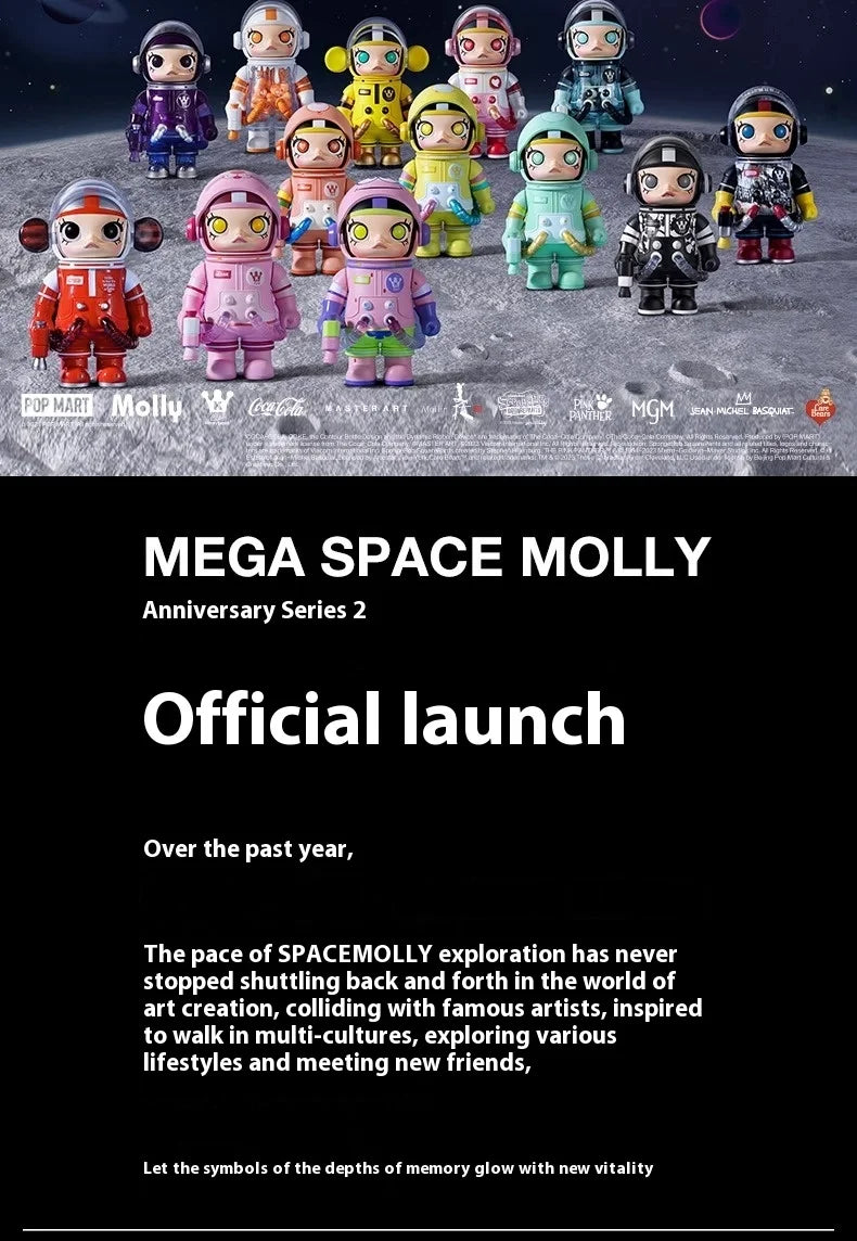 Popmart Mega Collection Space Molly 2.0 Blind Box – 100% Anniversary Replica Guess Package Collectible Figures