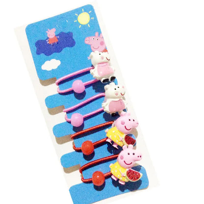 Peppa Pig Hairpins & Hair Rope Set – Kawaii Peppa Pig & George Bb Clips for Girls, Children’s Accessories for Students