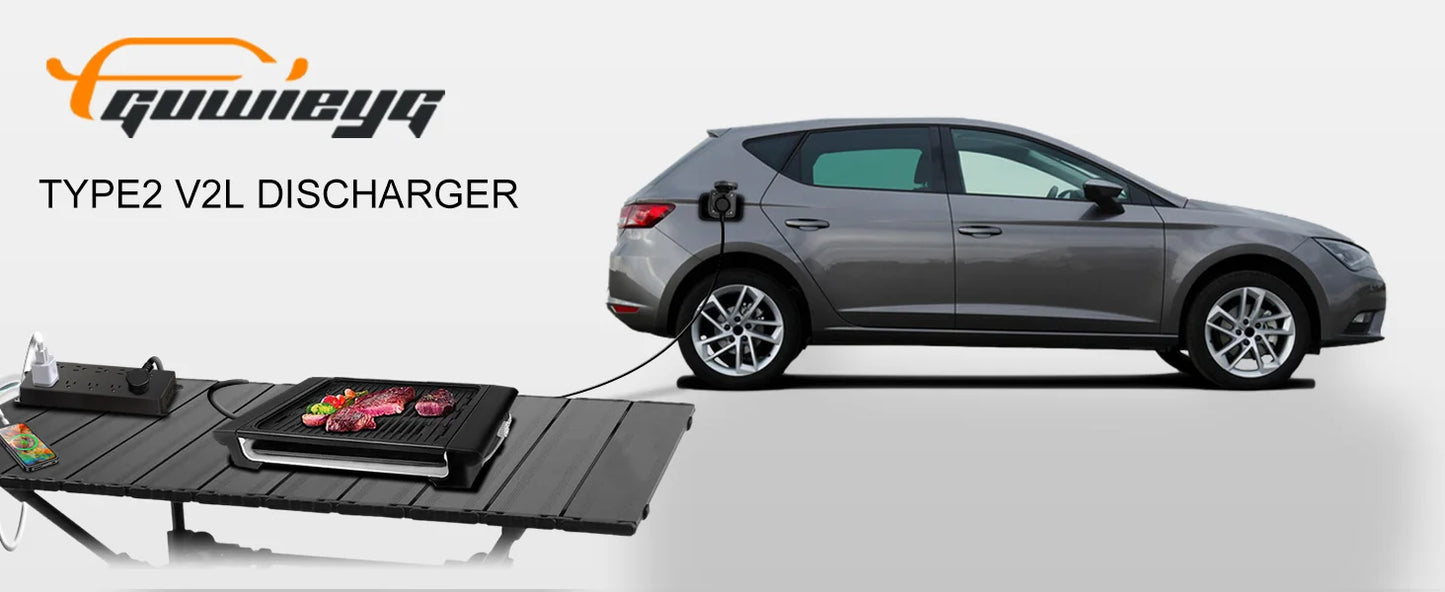 GUWIEYG V2L Discharger Type 2 EV Cable Adapter – Vehicle to Load (V2L) Support for MG, BYD, Brazil Plug