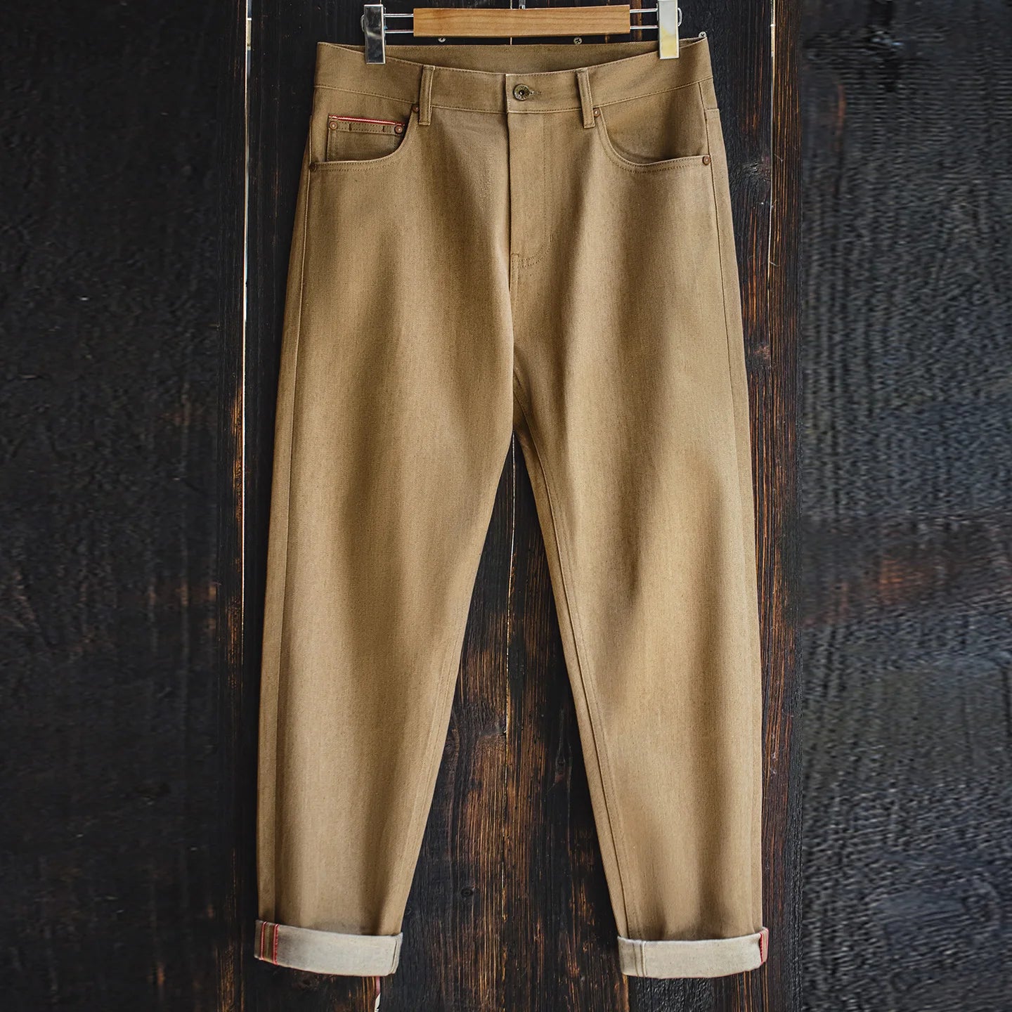 Maden Vintage Selvedge Jeans - Men's 11.7oz Raw Denim Straight Leg Khaki Trousers
