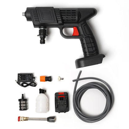 Portable High Pressure Washer | 30Bar Car Water Gun | Lithium Battery Powered | Wireless Spray Cleaner Pump for Washing