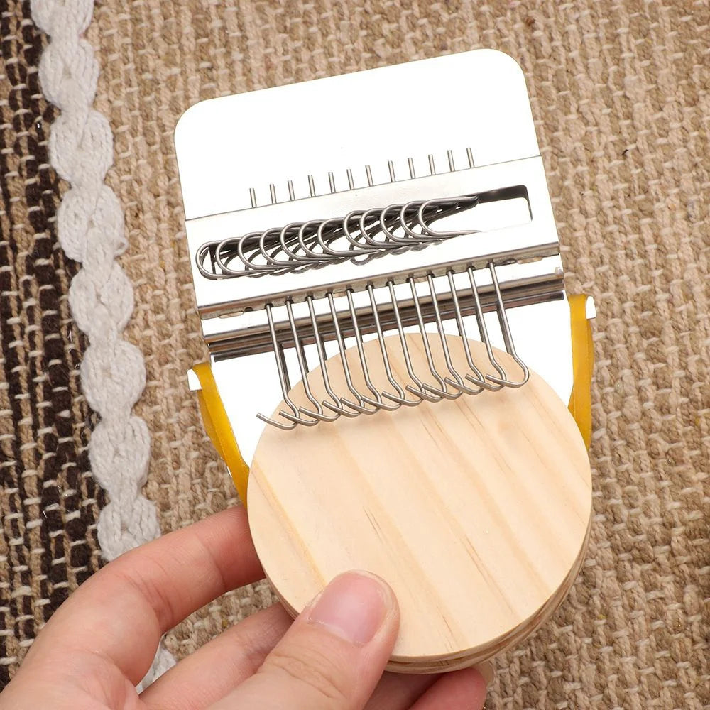 Speedweve Mini Mending Loom - Wooden & Metal DIY Textile Tool for Repairing Jeans, Clothes & Fabric Crafts