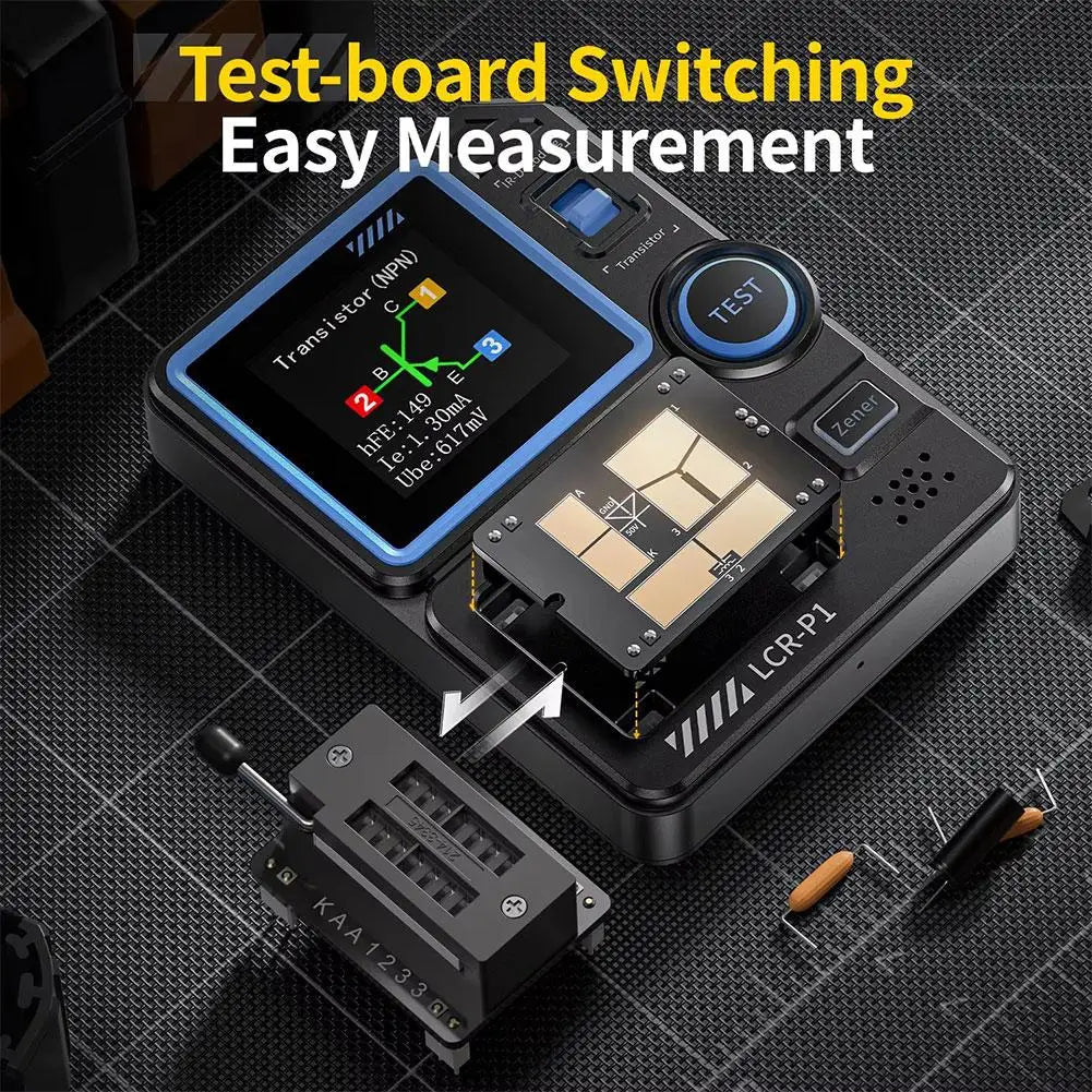 LCR-P1 Transistor Tester – Multifunctional Diode, Triode, MOSFET, Capacitance & Resistance Meter Tool