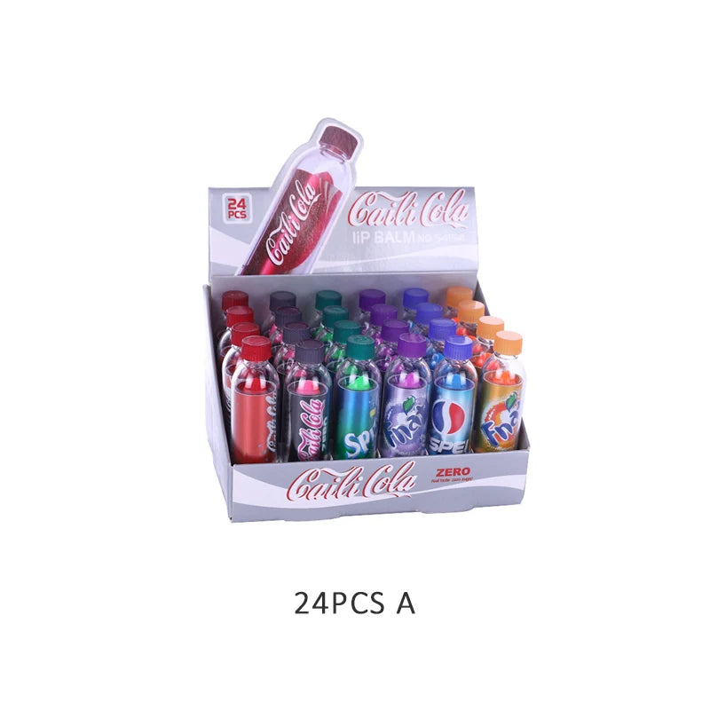 24-Piece Color-Changing Lip Balm Set – Cute Kawaii Soda-Flavored Moisturizing Lip Care for Gifts and Party Favors
