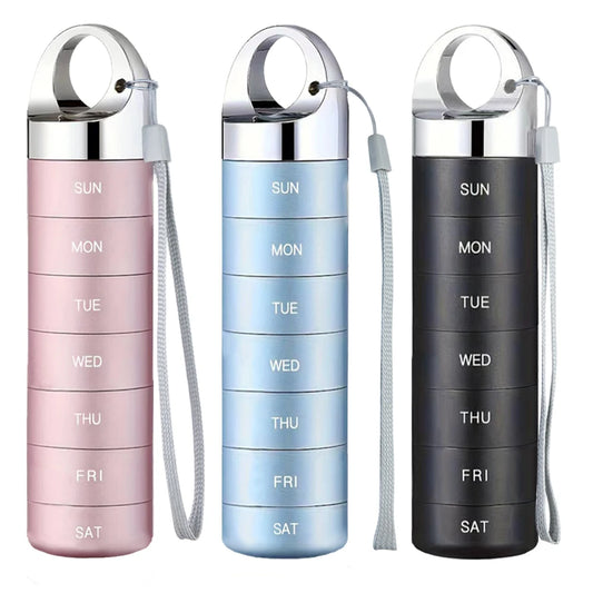 Metal Travel Pill Organizer — Portable Waterproof 7-Day Weekly Medicine Box, Large Aluminum Alloy Container