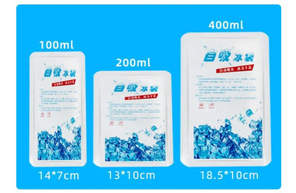 5PCS Reusable Gel Ice Bags — Automatic Water Absorption Insulated Ice Packs for Pain Relief, Cold Compress & Food Cooling