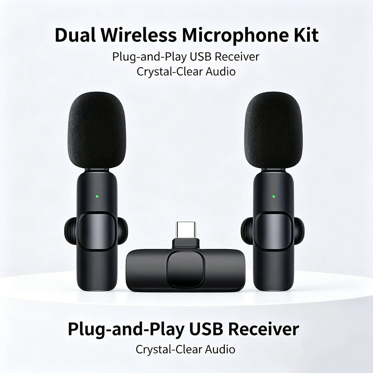 Mini Type-C Wireless Lavalier Microphone - Dual Person Noise Cancelling Audio Mic System for Recording & Streaming