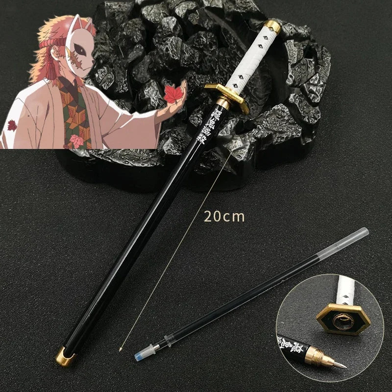 Demon Slayer Gel Pen - 0.5mm Black Ink Anime Sword Design Pen for Students, Cosplay Fans and Gifts