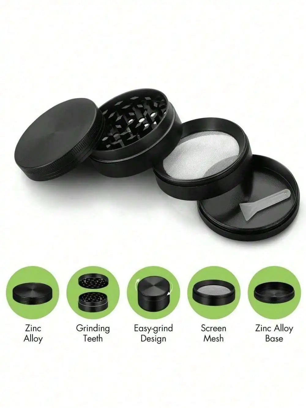 2-Inch 4-Layer Metal Herb Grinder — Manual Spice, Pepper & Tobacco Mill for Smoking Accessories