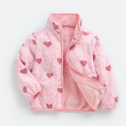 Kids Fleece Windbreaker Jacket - Warm Spring & Autumn Sports Outerwear for Boys & Girls