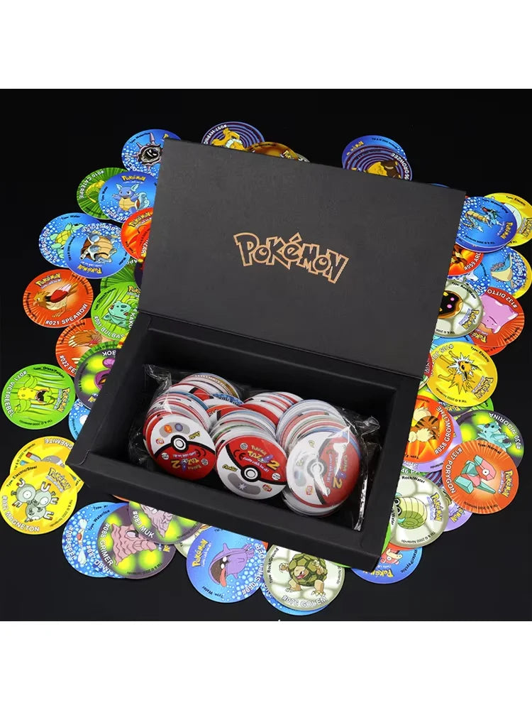 100/160pcs Pokemon Tazos – 1st & 2nd Generation 3D Round and Square Collector Cards, Album Trainer Pogs for Cheetos Chipitaps