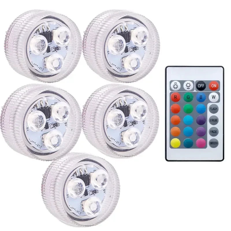 3LED RGB Submersible Underwater Night Lamp – Battery Operated Pool, Garden, Wedding & Party Light for Vases & Bowls