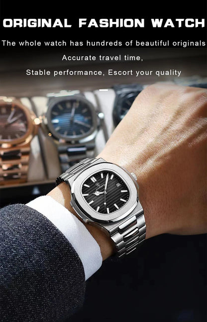 POEDAGAR Luxury Men's Sports Watch — Waterproof Luminous Quartz Wristwatch with Square Dial & Date