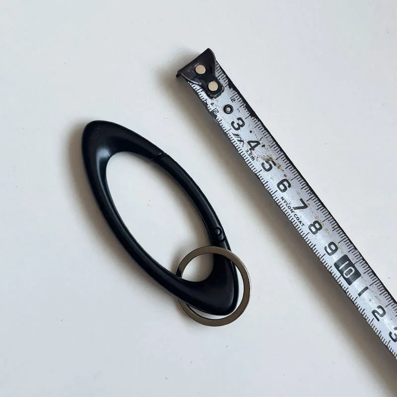 Unisex Essential Belt Icon Carabiner Keychain – Blackout Oval Solid Buckle for Men & Women Bag Accessories