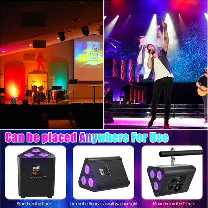 12W Triangle Battery LED Par Light - RGBW Wireless Uplight, DMX Stage Lighting for DJ, Disco, Wedding & Party