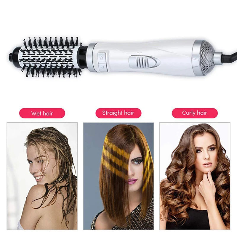 Negative Ionic 3-in-1 Hair Dryer Brush – Hot Air Straightening Comb & Curling Iron Multifunctional Styling Tool