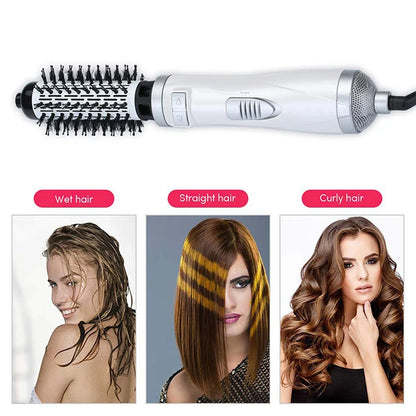 Negative Ionic 3-in-1 Hair Dryer Brush – Hot Air Straightening Comb & Curling Iron Multifunctional Styling Tool