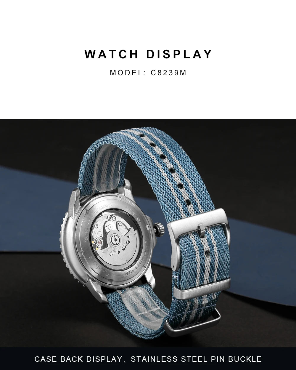 CADISEN Deep Explorer 2025 Automatic Mechanical Men’s Watch – Canvas Strap, NH35 Movement, Luminous & Waterproof Luxury Wristwatch