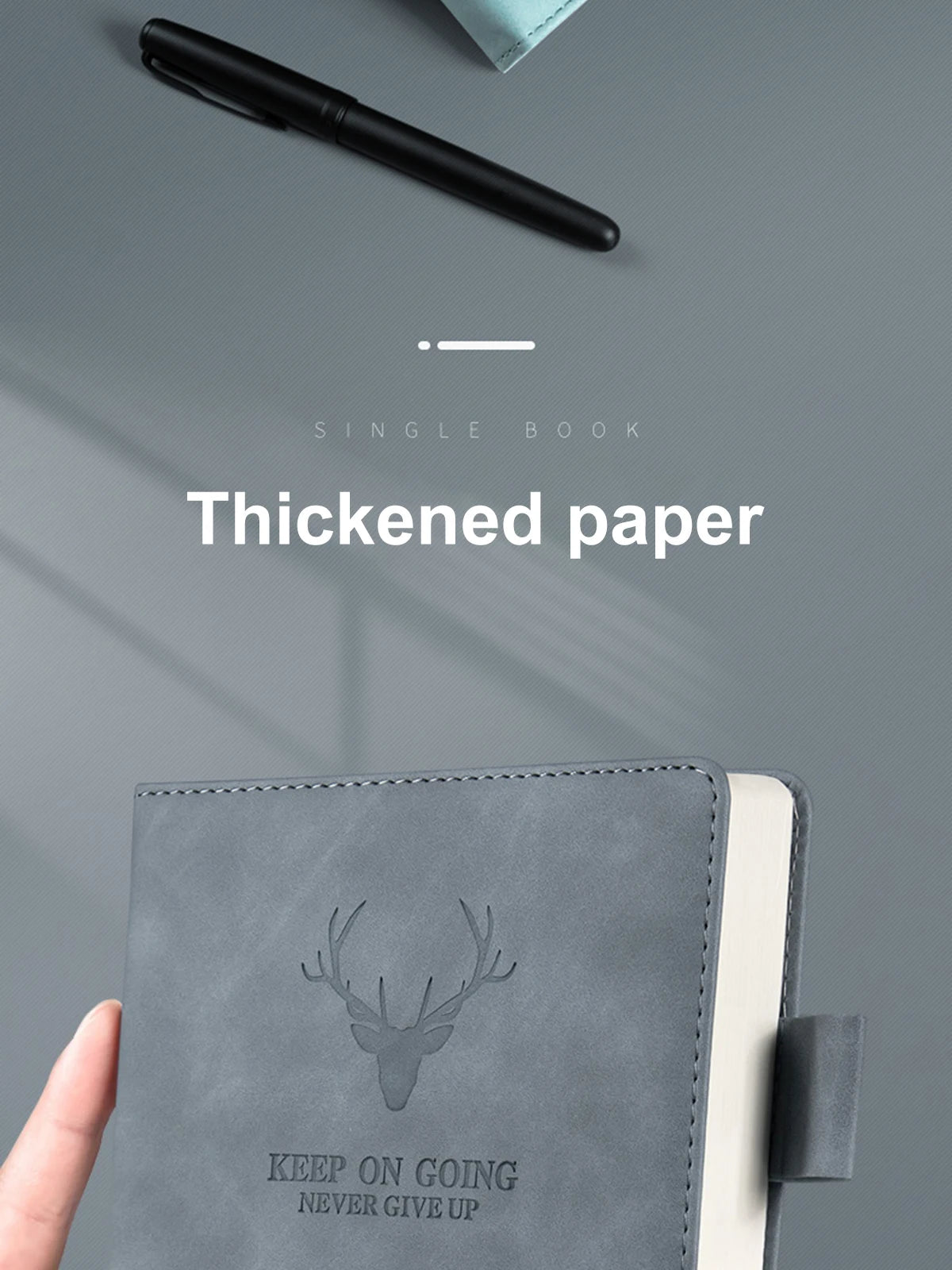 A5 Thickened Deer Head Notebook – Business PU Soft Leather Notepad with Horizontal Lines, School & Office Stationery Supplies