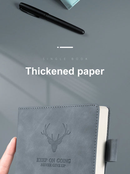 A5 Thickened Deer Head Notebook – Business PU Soft Leather Notepad with Horizontal Lines, School & Office Stationery Supplies