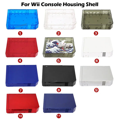 11 Colors Replacement Full Case Cover for Wii Game Console – Black, White, Blue, Transparent Housing Shell with Buttons & Retail Packing