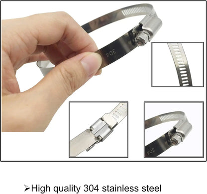 Adjustable 6mm-1400mm Hose Clamp — 304 Stainless Steel Fuel Line, Dryer Vent, Air Duct & Automotive Pipe Clip