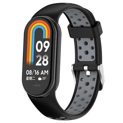 Two-Color Silicone Sport Strap for Xiaomi Mi Band 9 & 8 – Breathable Smartwatch Wristband Accessory