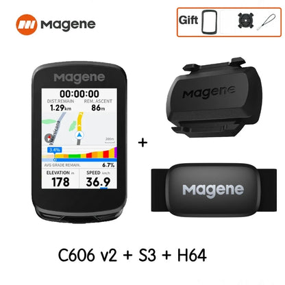 Magene C606V2 GPS Bike Computer – Touchscreen Cycling Speedometer with WiFi, Bluetooth, ANT+, Navigation, Climb & Odometer Functions