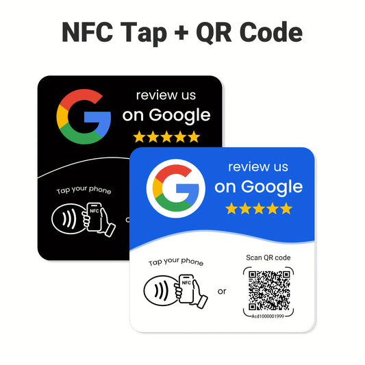 NFC 215 Square Google Review Card - Programmable 13.56MHz NFC Stand with Editable QR Code
