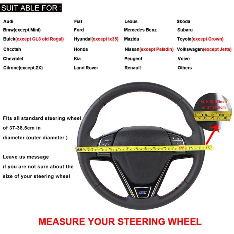 Dual-Tone Carbon Suede Steering Wheel Cover — Non-Slip, Soft Comfort, Universal Fit for Round & D-Type Wheels
