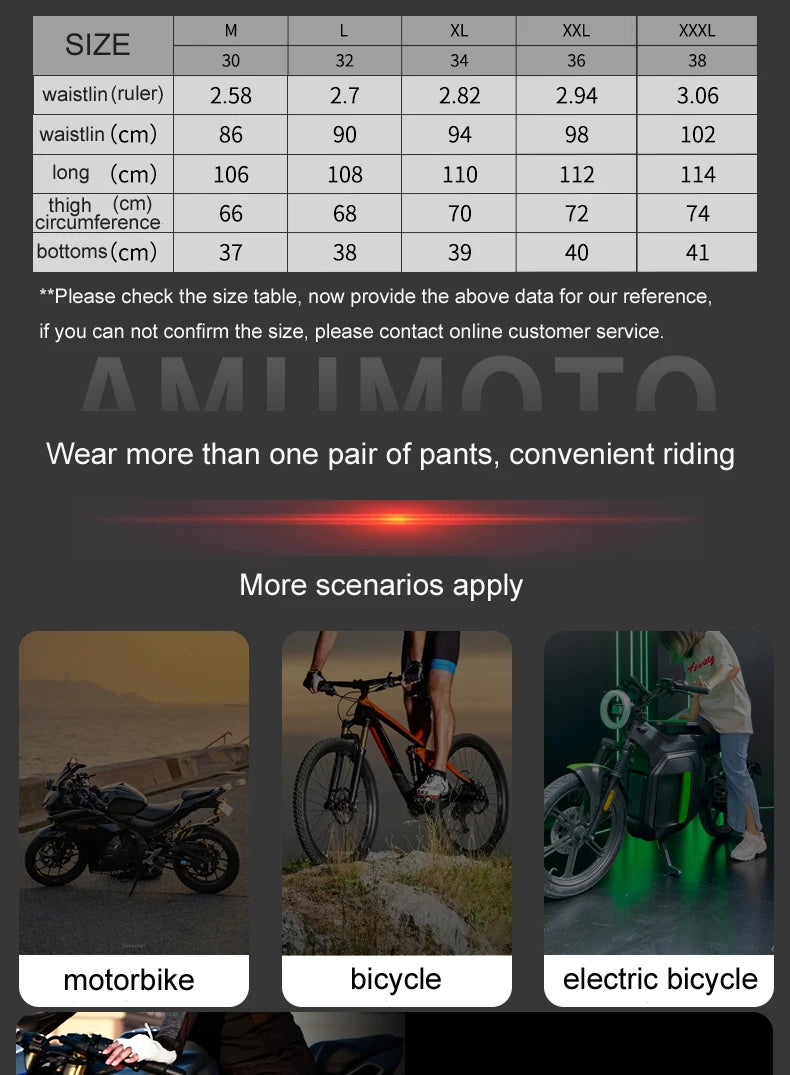 AMU Motorcycle Quick Take-Off Pants - Waterproof, Windproof, Thermal Protective Gear for Men & Women