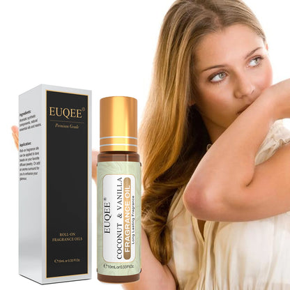 EUQEE 10ml Women's Roller Fragrance Oil - Coconut, Vanilla & Floral Aroma Scent Oil