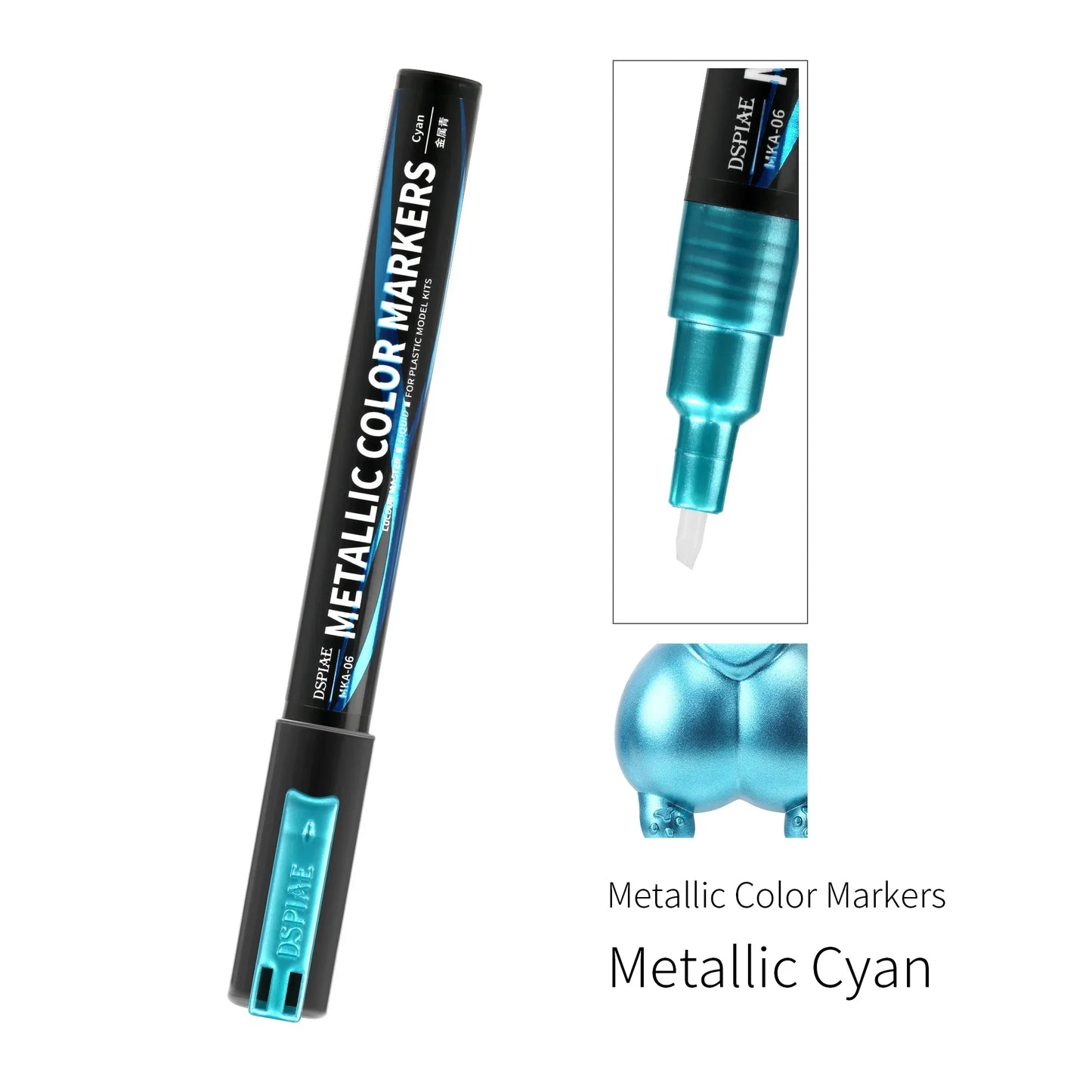 DSPIAE MKA Super Metallic Brush Marker Pens – Water-Based Eco-Friendly Paint Pens (Pink, Orange, Red, Blue, Green, Silver, Gold)
