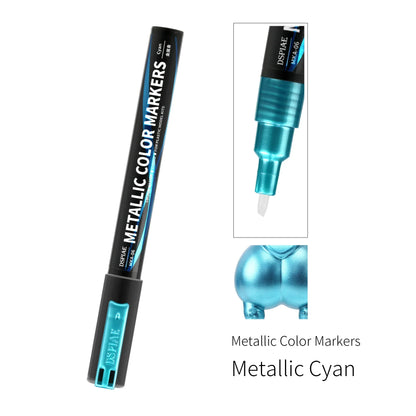 DSPIAE MKA Super Metallic Brush Marker Pens – Water-Based Eco-Friendly Paint Pens (Pink, Orange, Red, Blue, Green, Silver, Gold)