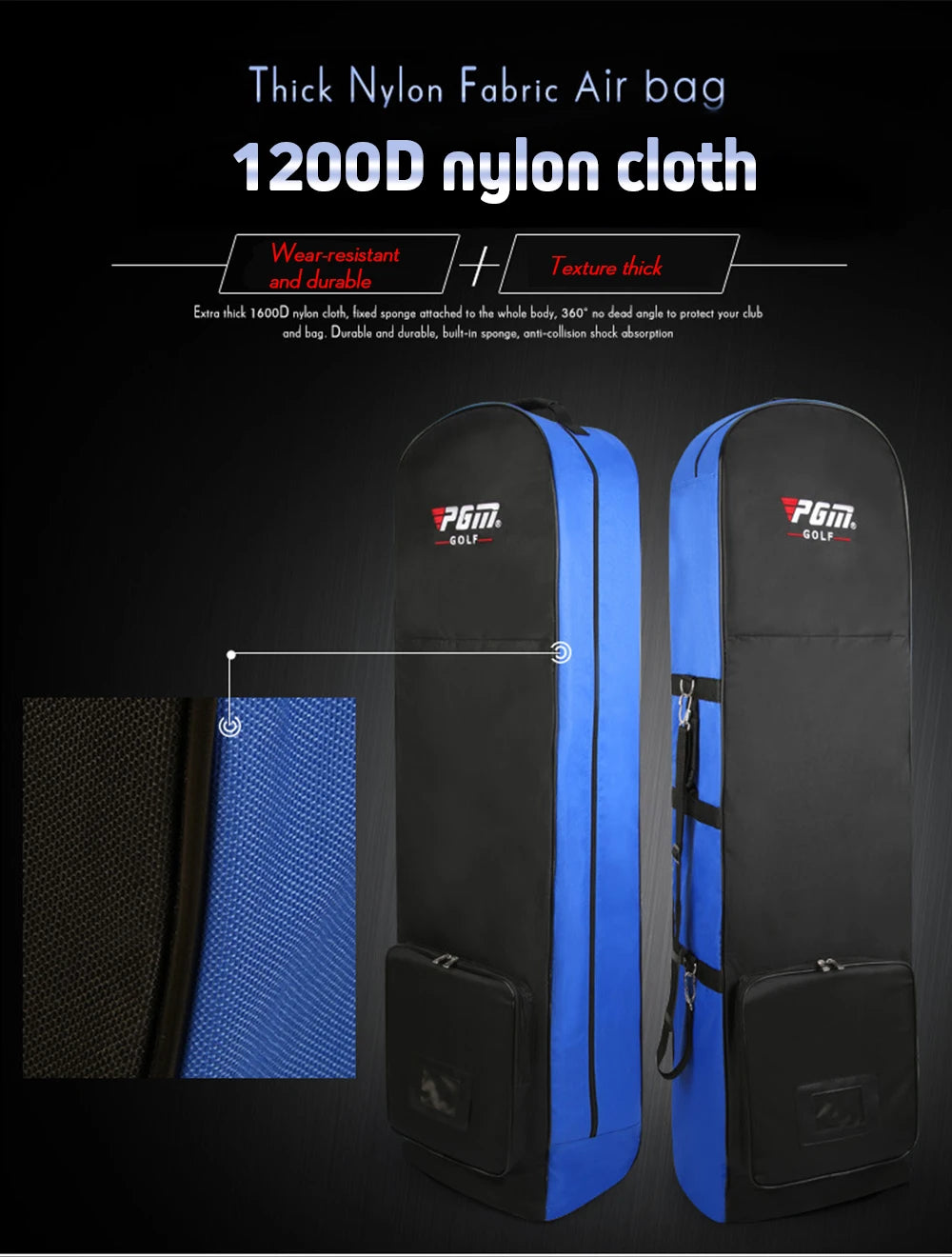 PGM Golf Aviation Bag HKB002 – Foldable Large Capacity Travel Bag with Silent Wheels for Airplane Consignment