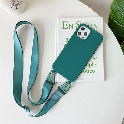 Crossbody Lanyard Silicone Soft Case for iPhone – Shockproof Necklace Strap Cover for iPhone 7–15 Pro Max, XR, XS, X, 11–14