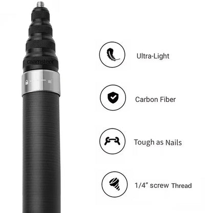 Carbon Fiber Invisible Selfie Stick 1.2m/3m – Bullet Time Rotating Tripod Handle for GoPro & Insta360 X4/X3/X2