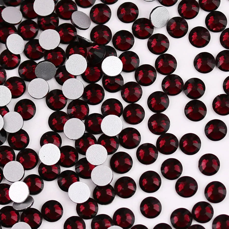 Glass Crystal Flatback Rhinestones SS6–SS30 Set – 7 Sizes Non-Hotfix Round Nail Art Beads for DIY Crafts & Decoration