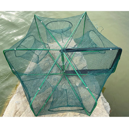 Folding Mesh Fishing Net Tackle - Crayfish Catcher Casting Cage for Crab, Shrimp, Smelt, Eels Traps