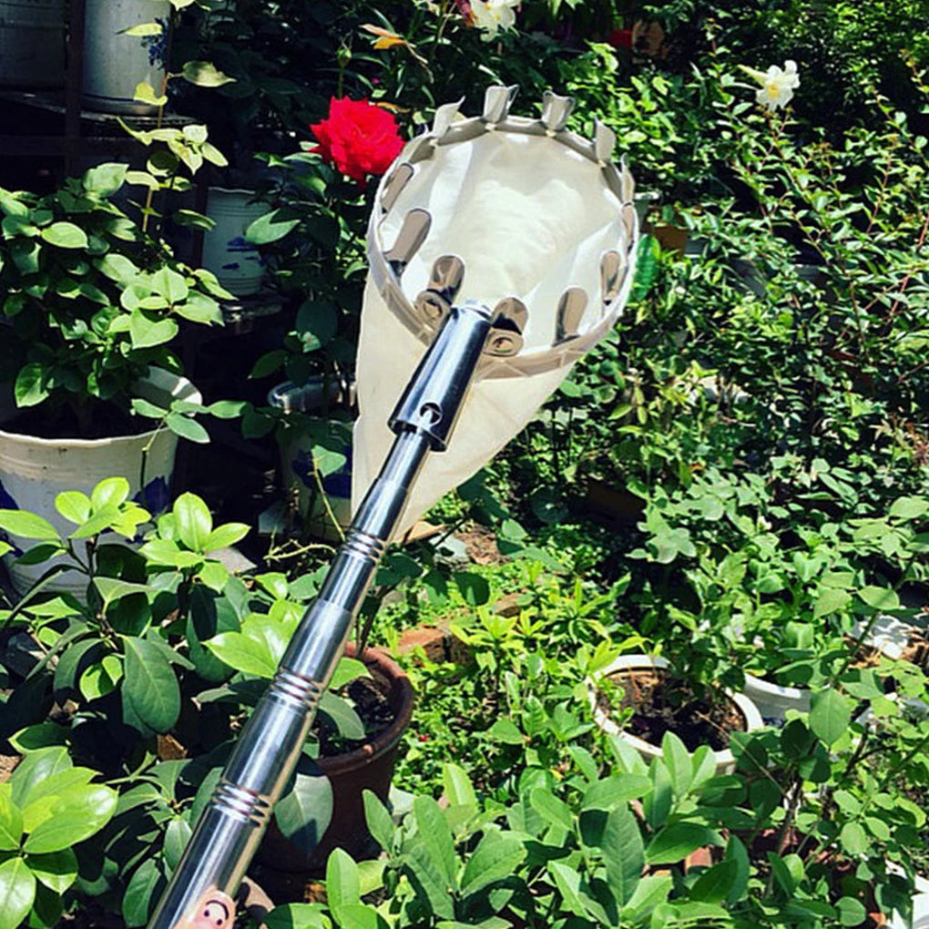 Metal Fruit Picker - Orchard Gardening Apple Peach High Tree Picking Tools with Fruit Catcher Collection Pouch, Farm Garden Supplies
