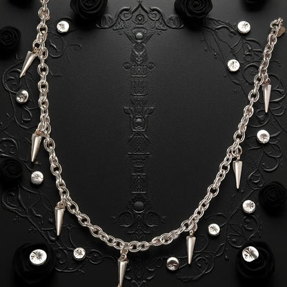 Punk Rivet Tassel Necklace - Titanium Steel Geometric Chain Jewelry for Men & Women
