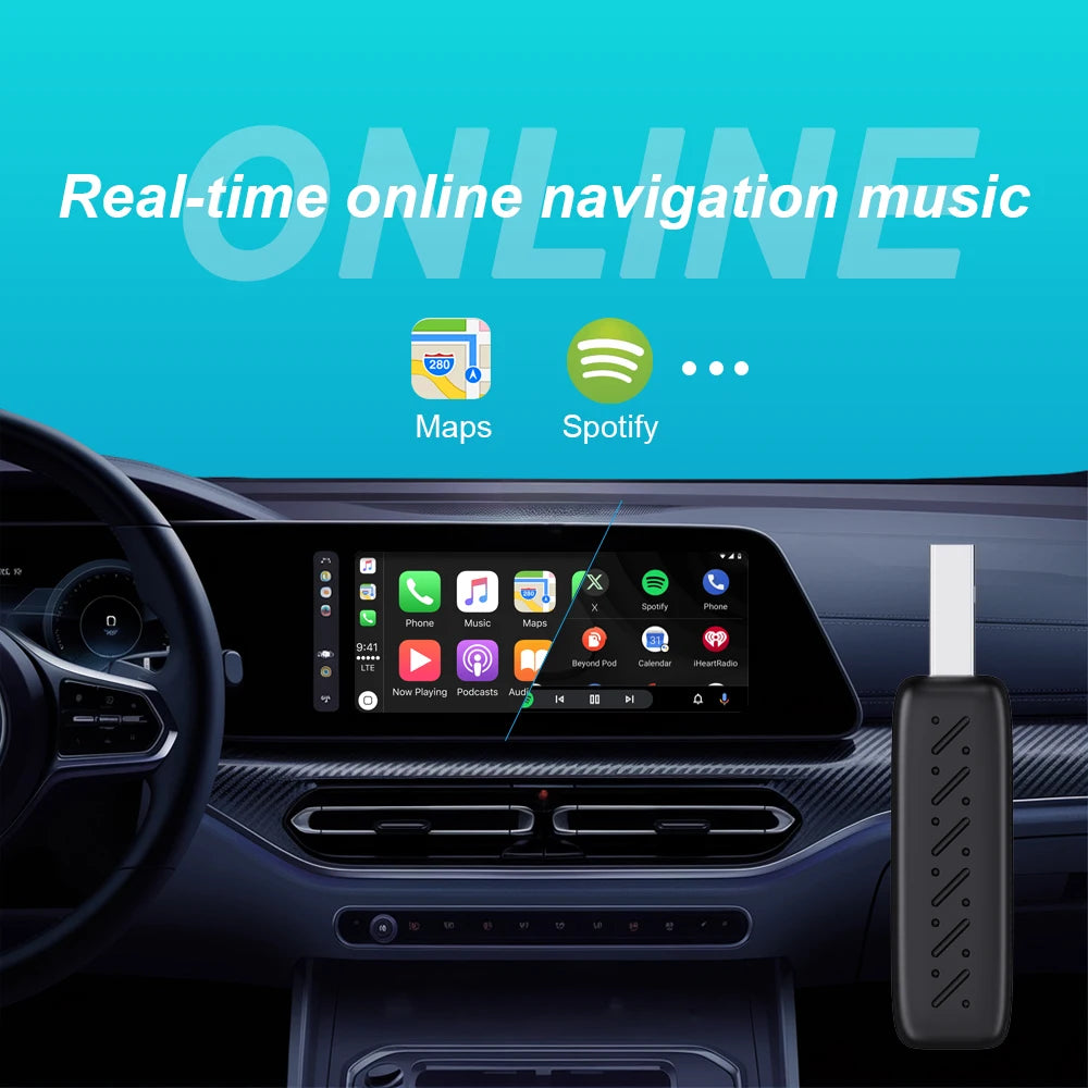 Wired to Wireless CarPlay & Android Auto Adapter – 2-in-1 Smart Box with Auto Connect for Mazda, Audi, Kia, Ford