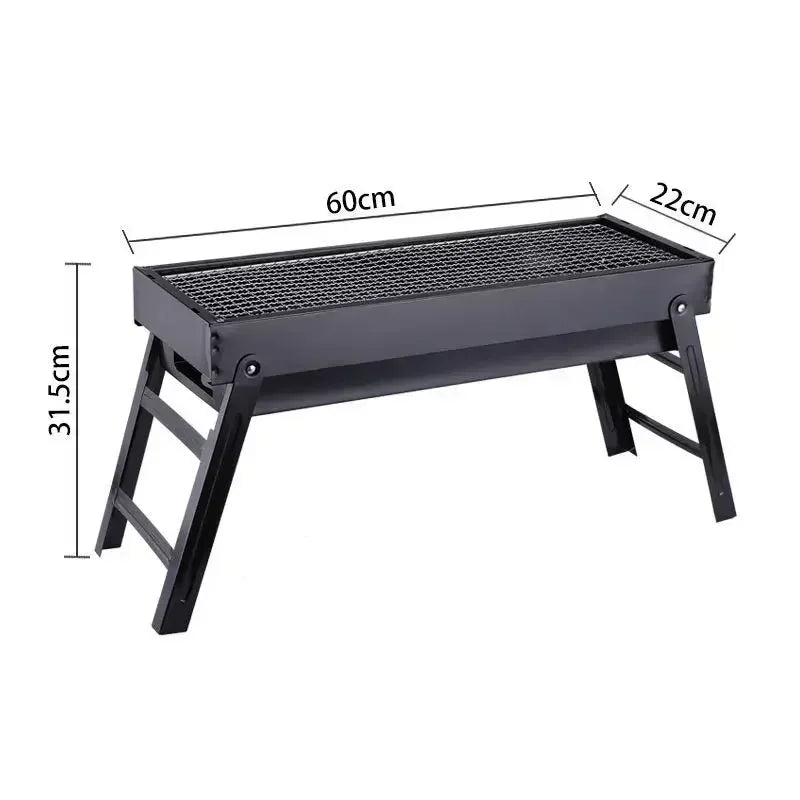 Large BBQ Barbecue Grill – Folding Portable Charcoal Burner for Outdoor Camping and Picnic, Foldable Charcoal Barbecue Oven