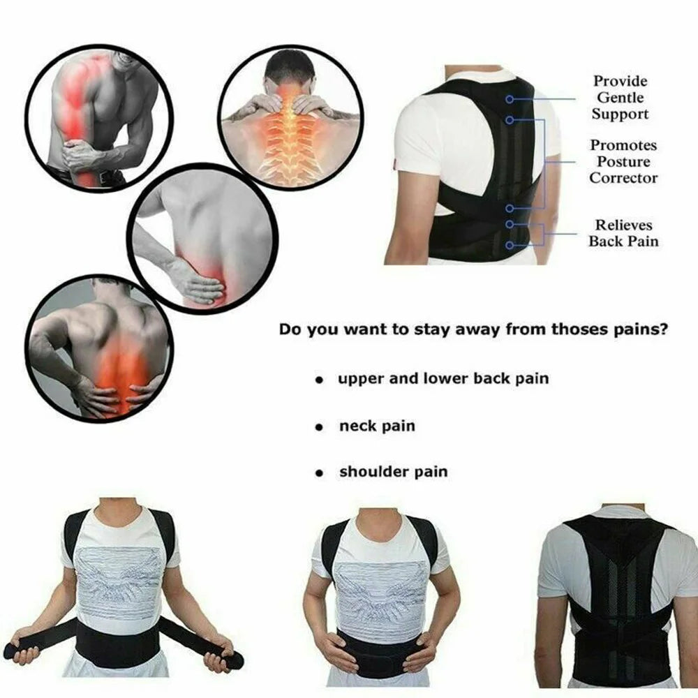 Back Posture Corrector Brace — Shoulder Support Belt for Upper & Lower Back Pain Relief | Spine & Clavicle Posture Vest