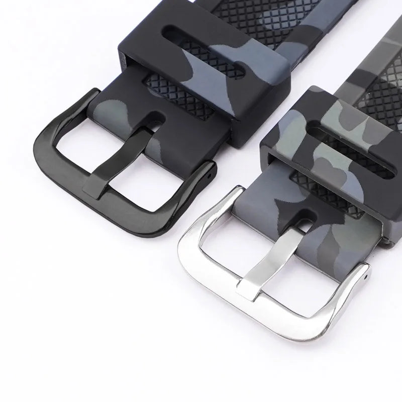 18mm Camouflage Silicone Watch Strap for Casio G-Shock AQ-S810W AE-1000W AE-1200/1300 SGW-300 W-215 F-108 - Sport Replacement Band