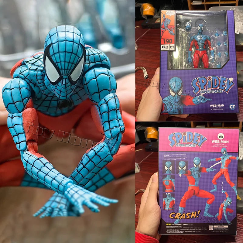 CT Toys Spider-Man Action Figure — Mafex 190 Web Man, SHF 185 Spider & Miles Morales 2099 Anime Model Toy