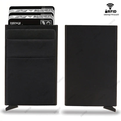 RFID Credit Card Holder for Men, Thin Slim Luxury Metal Mini Minimalist Wallet, Bank & ID Cardholder Case