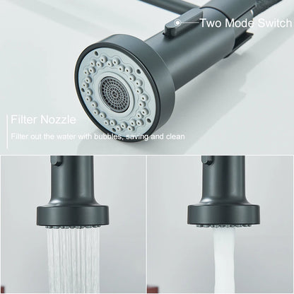 Matte Black Kitchen Sink Faucet - One Handle Spring Hot & Cold Water Tap, Deck Mounted Bathroom & Kitchen Mixer Tap