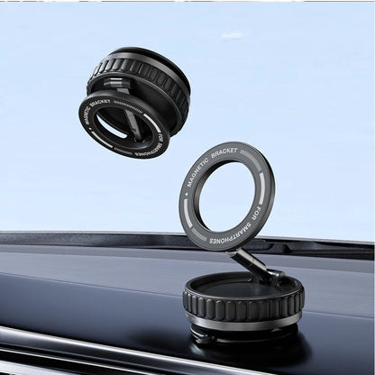 Vacuum Suction Magnetic Phone Holder – 360° Rotating Hands-Free Foldable Car & Smooth Surface Mount
